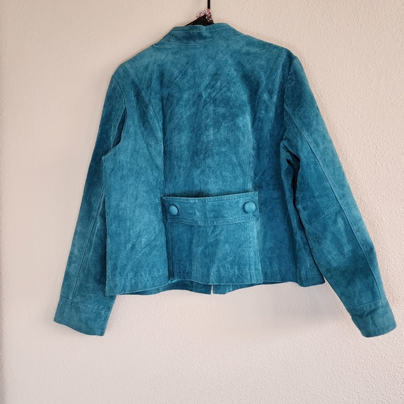 Vintage L.A.L Turquoise Suede Leather Blazer. - Picture 8 of 8